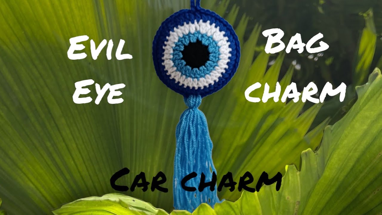 How to crochet Evil Eye tutorial free pattern | easy and fast. car/bag charm keychain best gift.