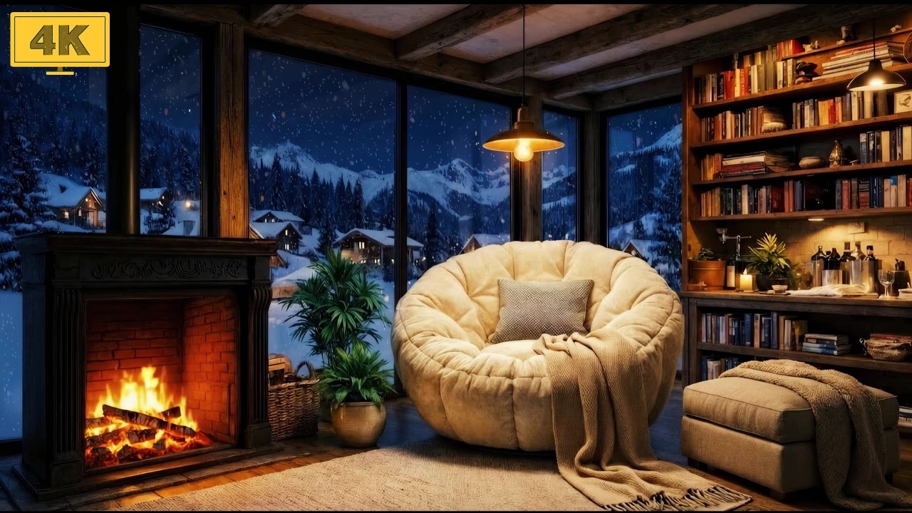 Snowy Forest Hut Night ❄️ Celtic Folk Ambience & Crackling Fire Sounds for Focus & Relax