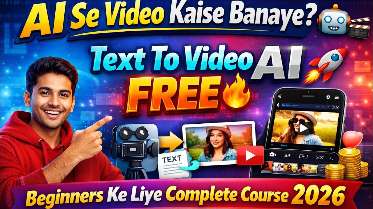 AI Se Video Kaise Banaye? 🤖🎬 | Text To Video AI FREE 🔥 | Beginners Ke Liye Complete Course 2026😱