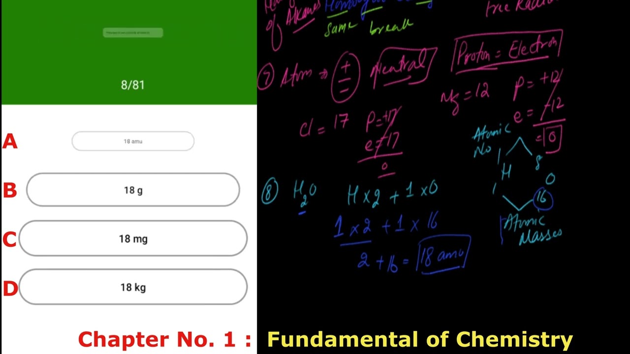 Chap#1: Fundamental of Chemistry solved MCQs | Class 9 Solved MCQs for Federal & Punjab Board