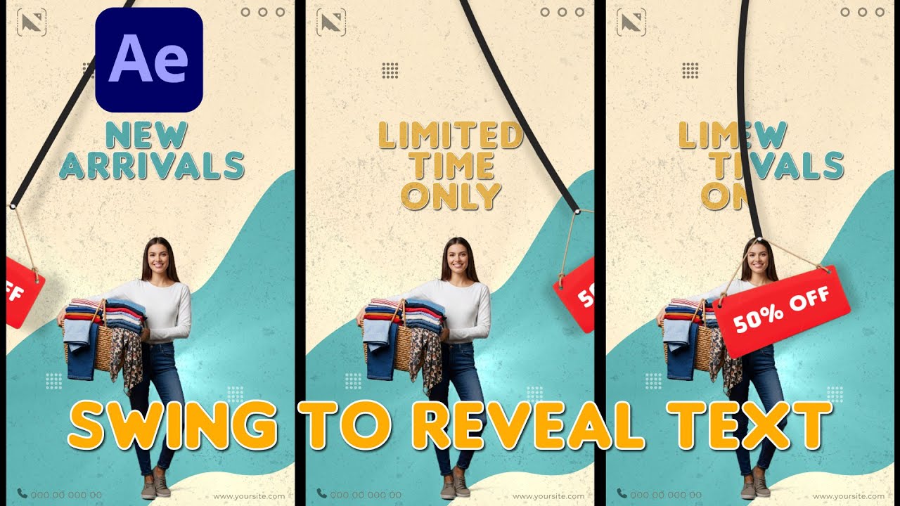 Create a Swinging Sign Social Media Reel in After Effects  Text Reveal Matte Animation Tutorial
