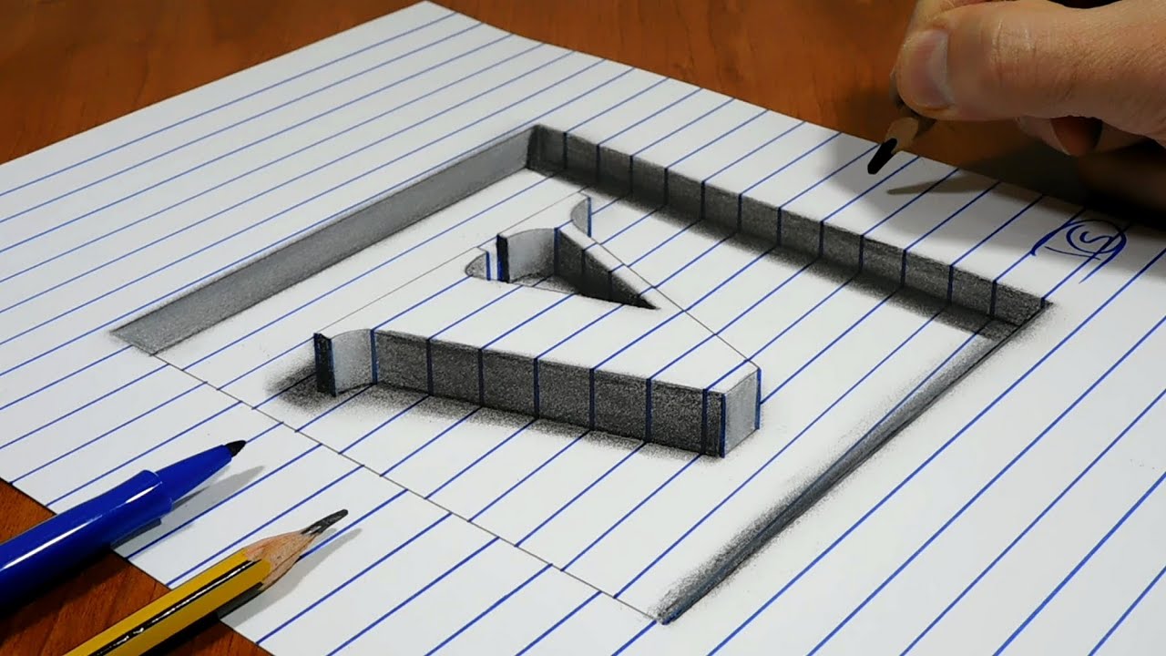 3D Trick Art On Line Paper, Letter V