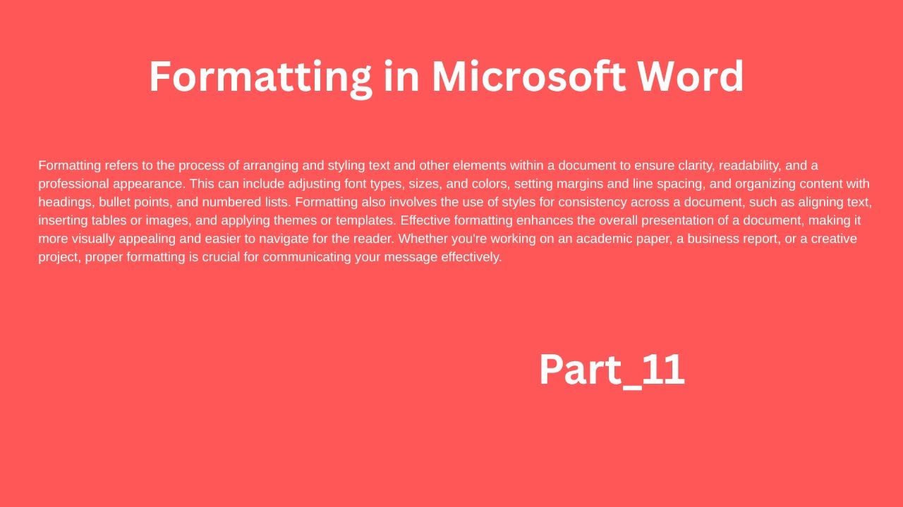 Formatting In Microsoft Word Document