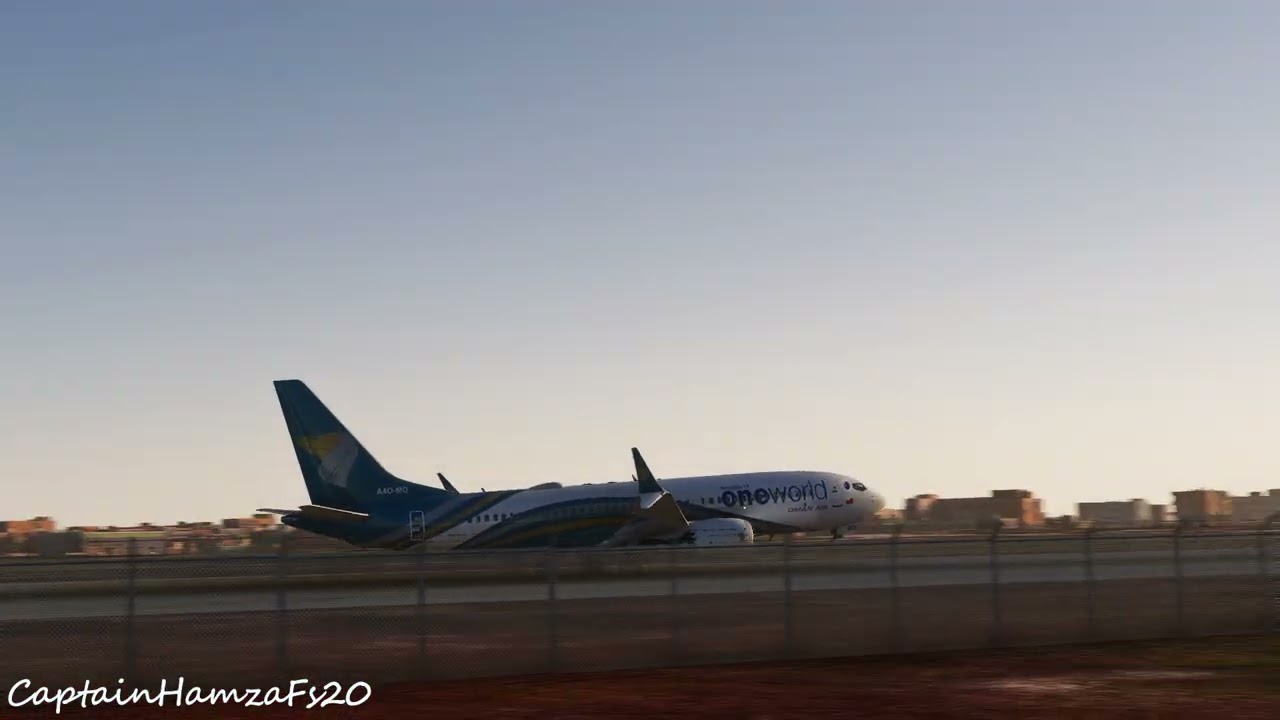 Oman_Air_B738Max_declaring_an_Emergency_at_Gujrat_Airstrip_OPGJ