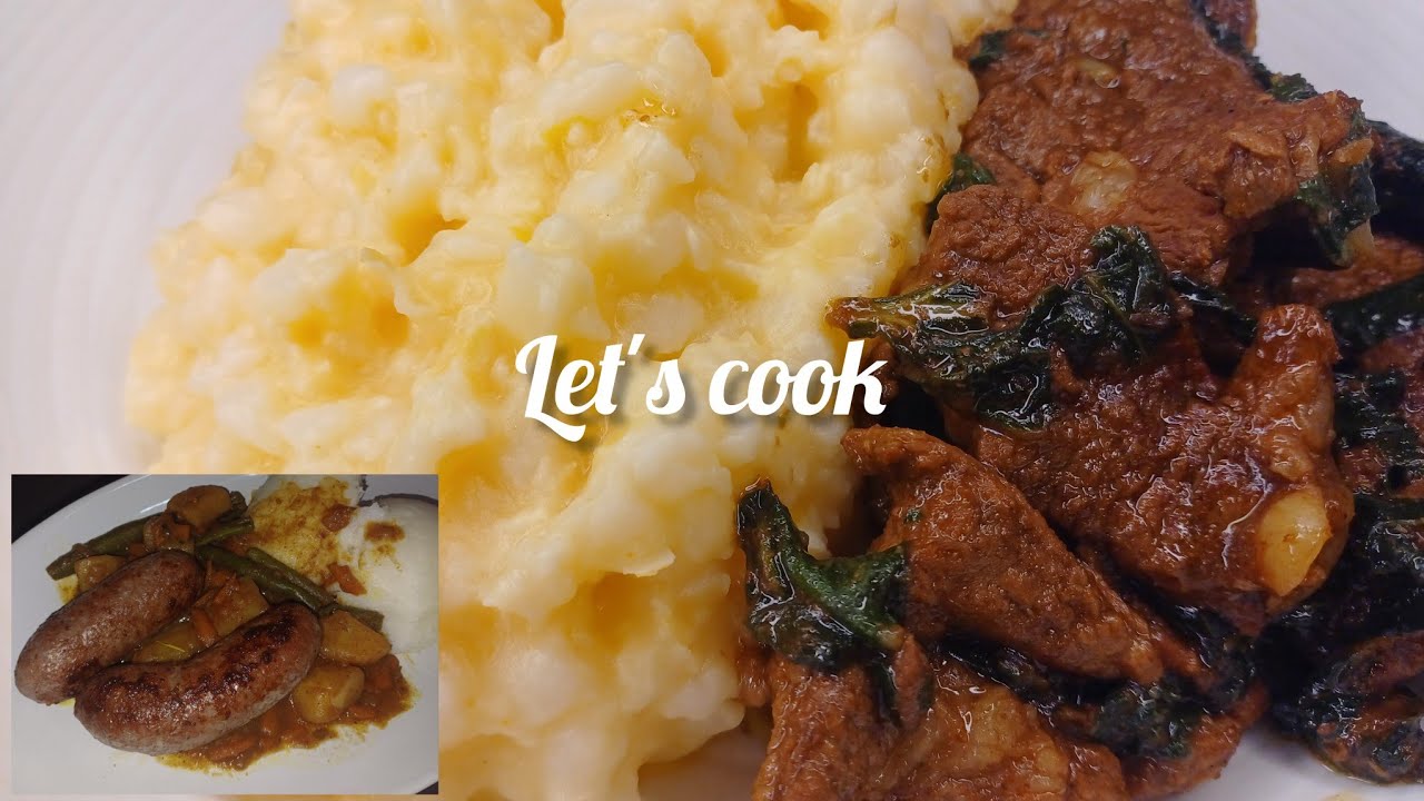 Cook with me: Samp and Beef stew, Pap and vegetables stew