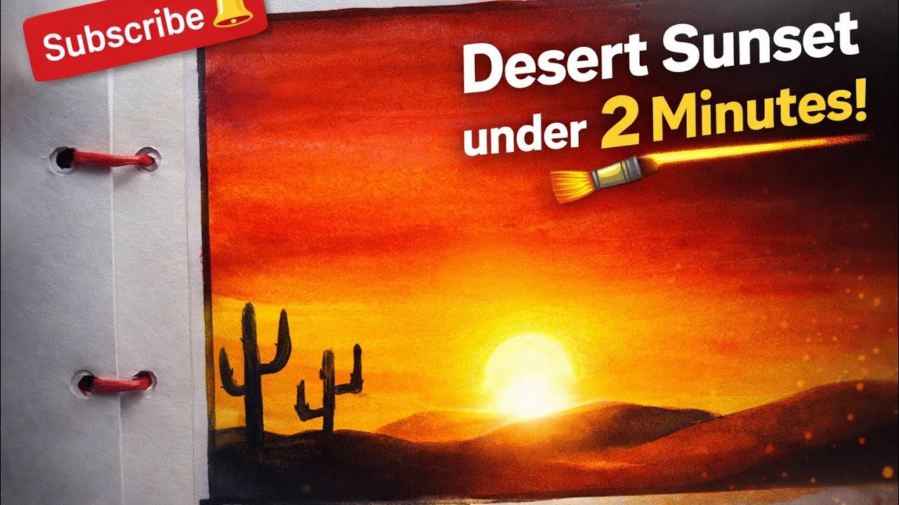 2 Minute Desert Sunset Painting 🌄 Quick & Easy Art