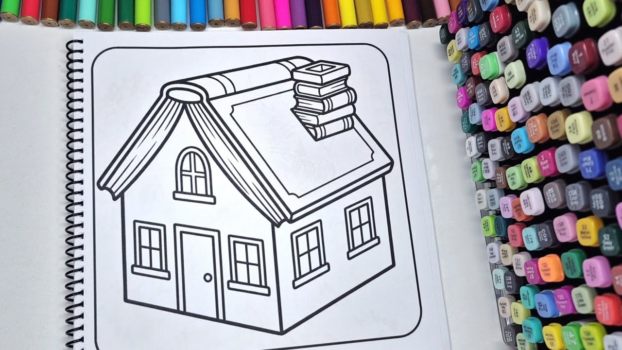 ASMR Color With Me | Super Cozy Cute House Coloring Book for Relaxation | Soft Rainy Aesthetic