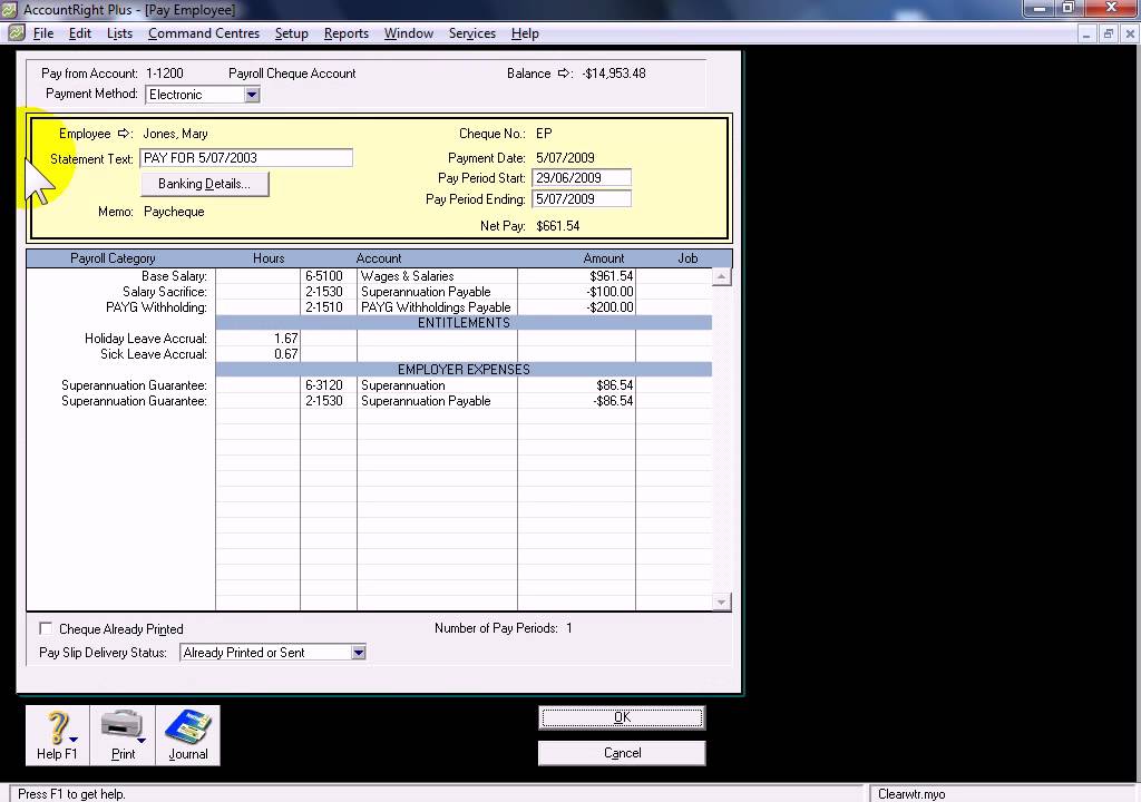 MYOB AccountRight Payroll Training Courses - Payroll 505 part 1 04 Employee Payment Transactions