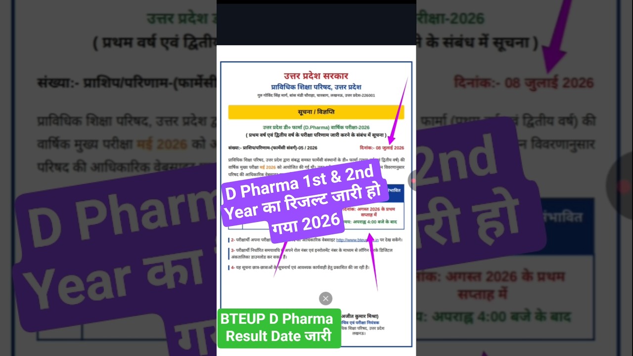 Bteup D Pharma Result Out 2026 | Bteup D Pharma Result Big Update | Bteup Latest News Today D Pharma
