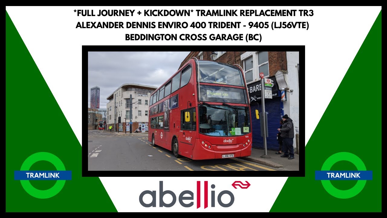 FULL JOURNEY* - Tramlink Replacement TR3 | Abellio London ADL Enviro400 Trident | 9405 (LJ56VTE)