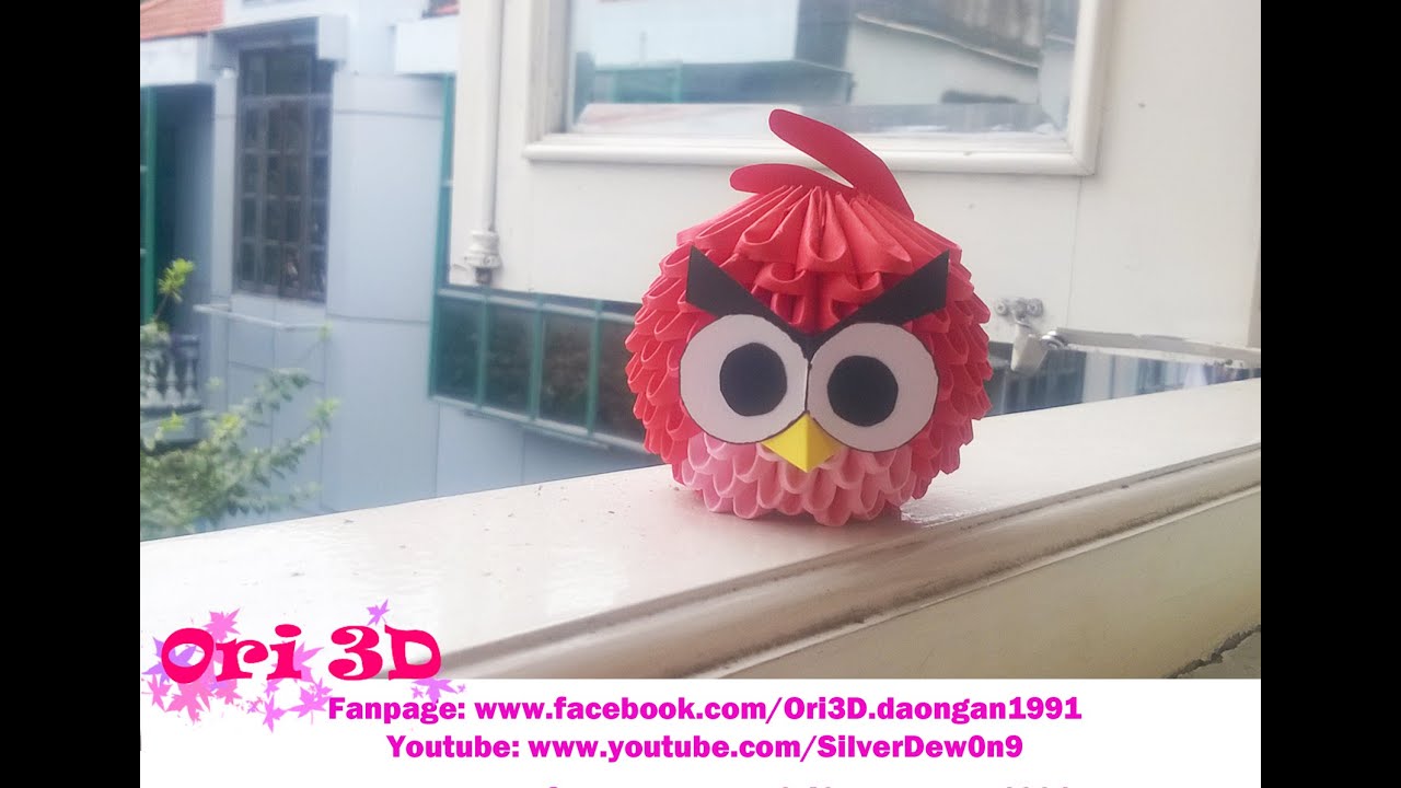How to make Angry Bird 3D Origami - Hướng dẫn xếp Angry Bird 3D Origami
