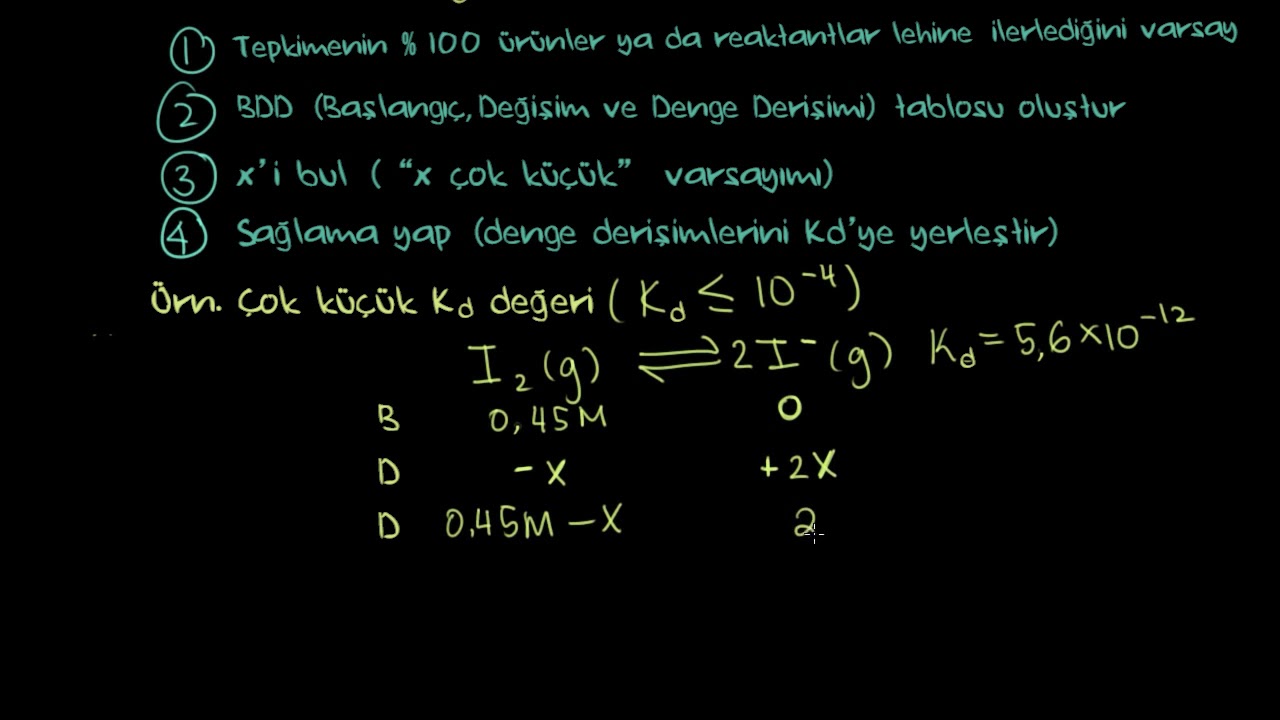 K&uuml;&ccedil;&uuml;k Denge Sabiti İ&ccedil;in K&uuml;&ccedil;&uuml;k x Yaklaşımı (Kimya) (Kimyasal Denge)