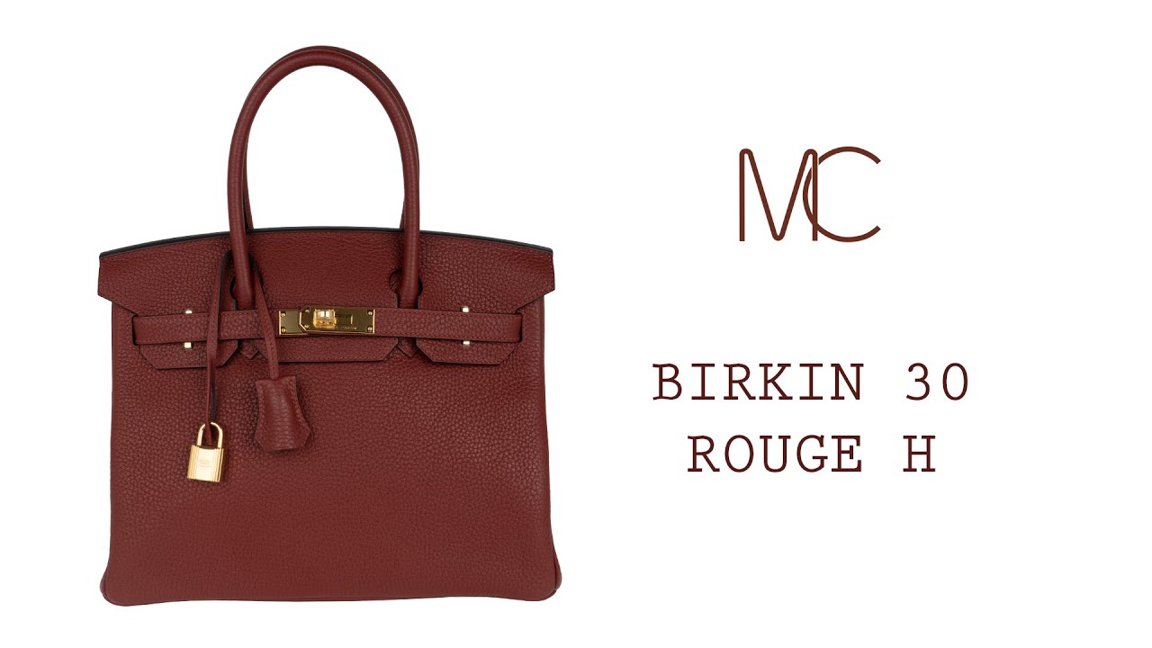 Hermes Birkin 30 Bag Rouge H Gold Hardware Clemence Leather • MIGHTYCHIC •