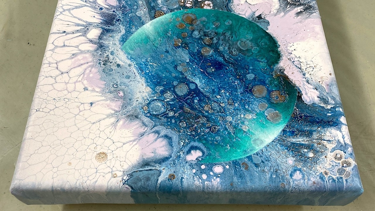 Acrylic Pour Painting with Floating Spheres | Abstract Fluid Art (No Silicone), Textured Art.