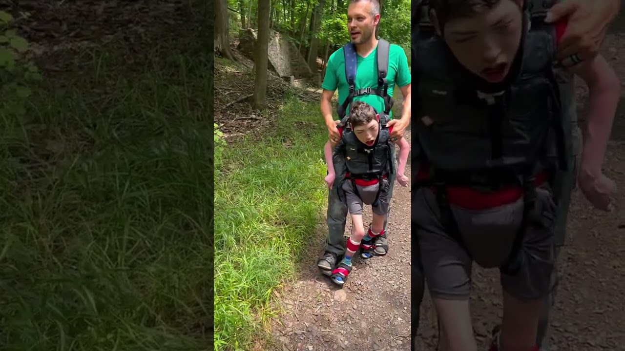Dillon is on a harness called an Upsee