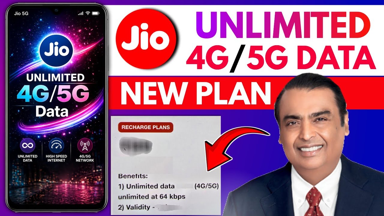 Jio Unlimited 4G/5G Data Plan | Jio Free Unlimited Data on 4G or 5G Phone | Jio Sim New Offer 2026