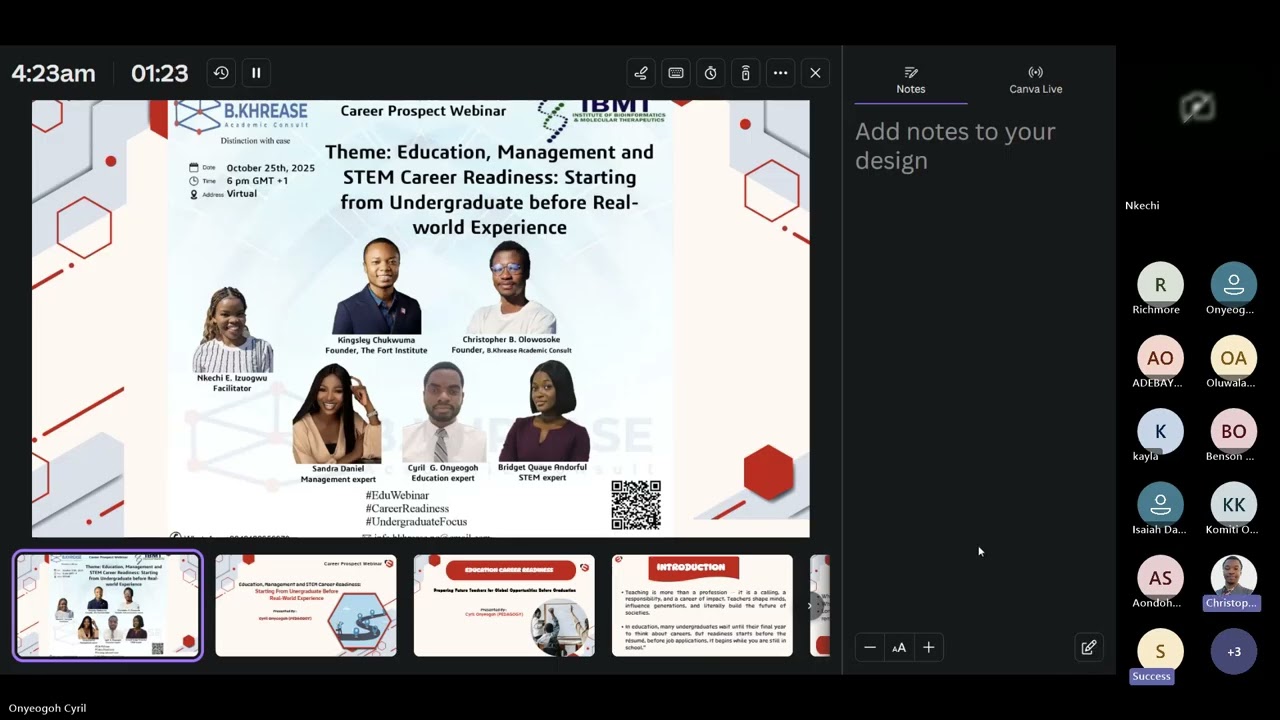 Career prospect webinar by B.khrease Academic Consult