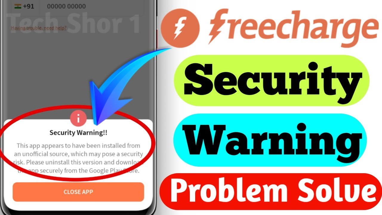 freecharge security warning problem fix | freecharge app auto closed problem fix