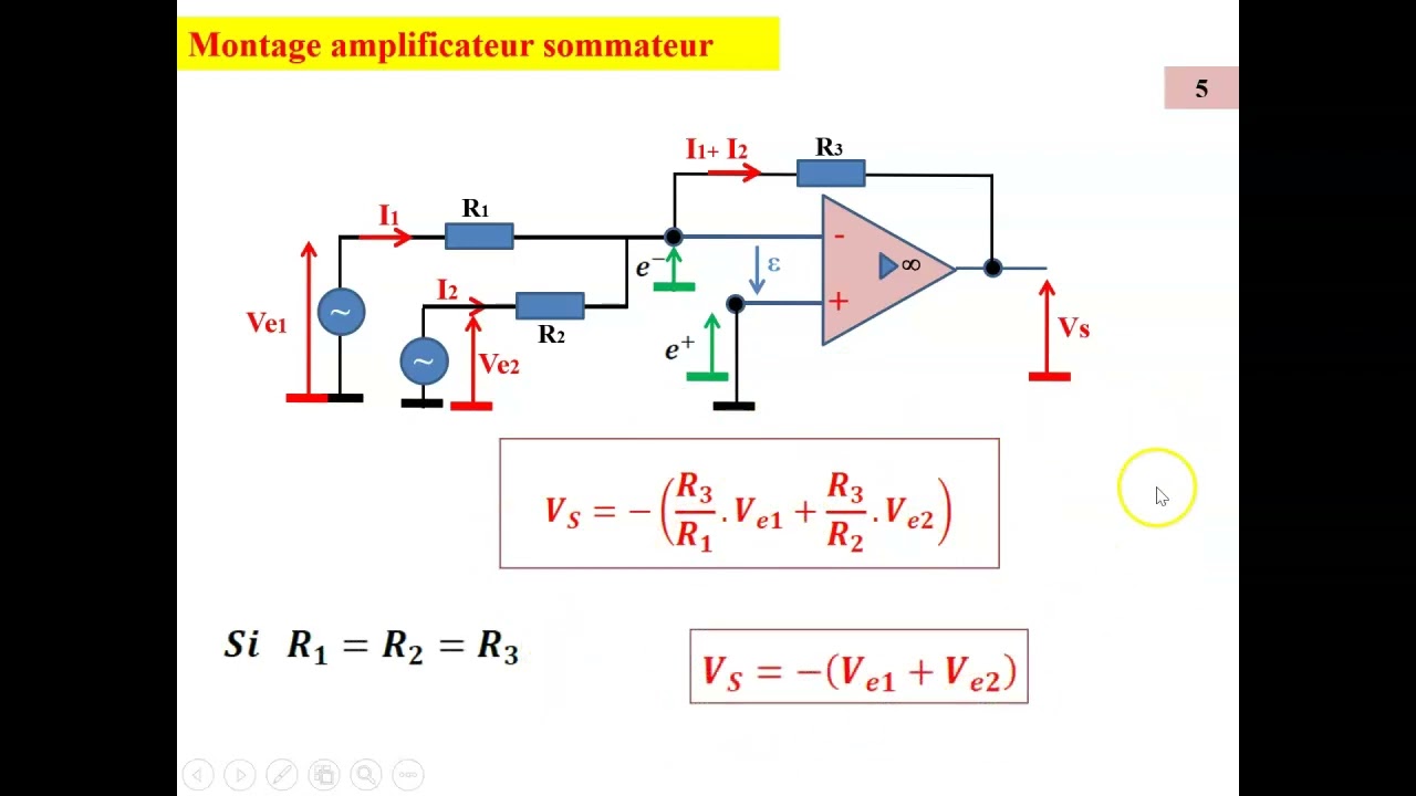 COURS AOP Montage amplificateur sommateur et non sommateur