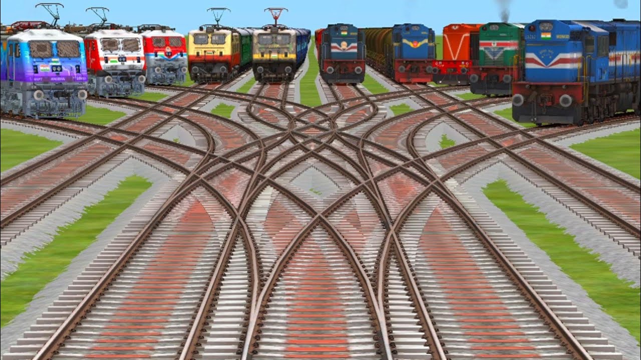  train running fast round track circle track diesel engine and electric engine very competition fast