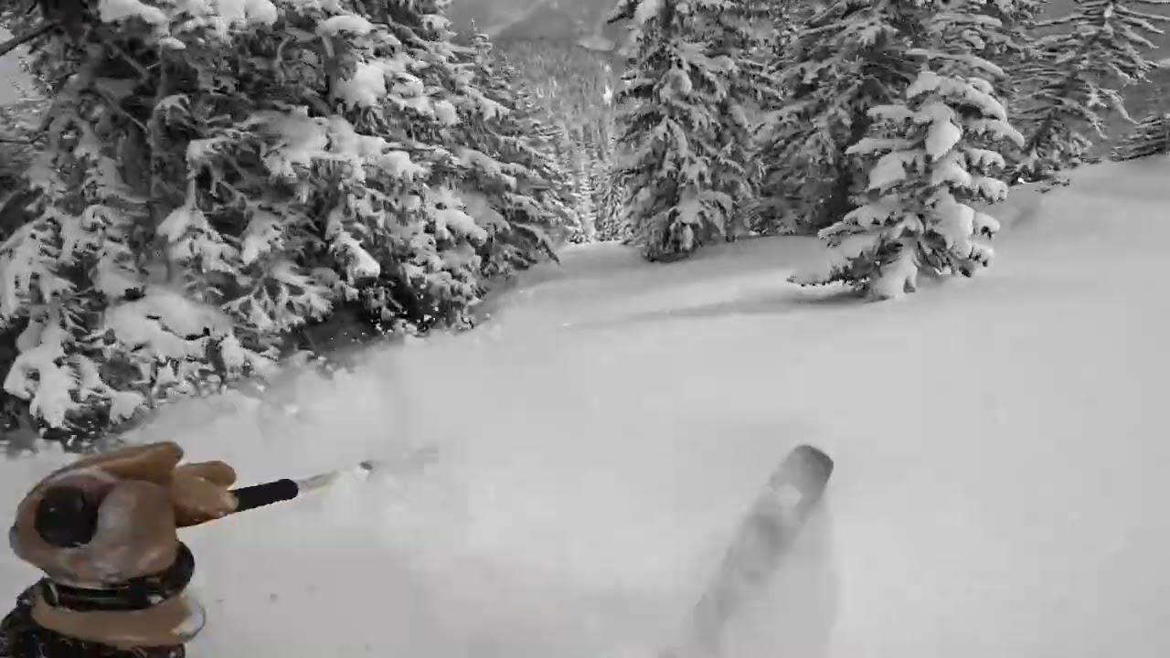 Chris Anthony taking his Van Deer Skis for a ride.
