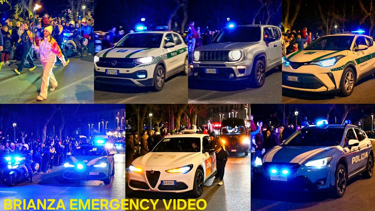 [OLIMPIADI] Fiamma Olimpica a Lecco scorta Polizia Stradale, Polizia Locale e DIGOS
