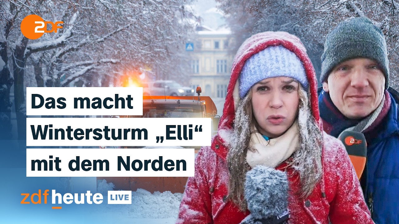 Bahn-Verkehr im Norden eingestellt, Glätte, Unfälle: Wo Sturmtief „Elli“ uns trifft | ZDFheute live