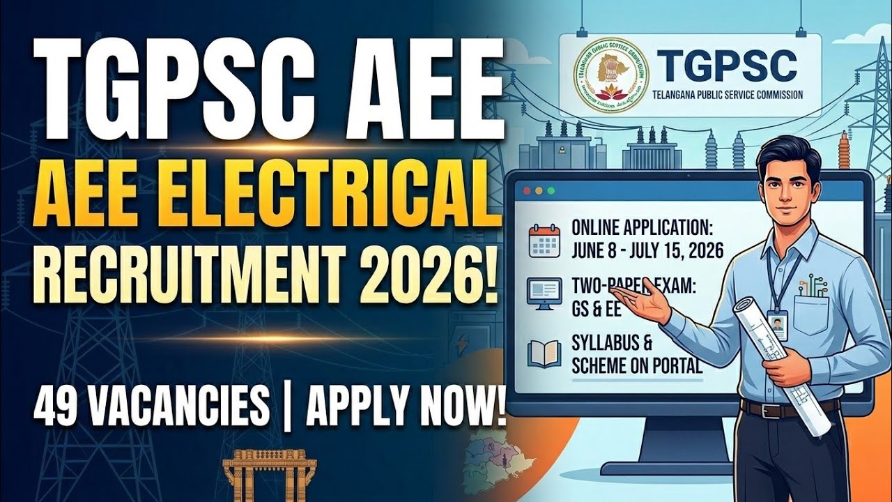 🚨 TGPSC AEE Electrical Recruitment 2026 | 49 Vacancies | Salary, Eligibility & Exam Pattern