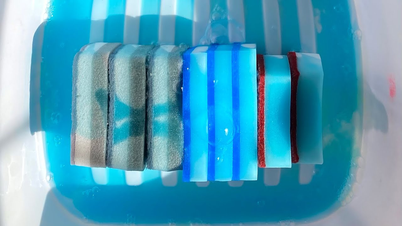 ASMR bulk magic eraser sponge soapy squeezing + ripping - crispy foam sounds