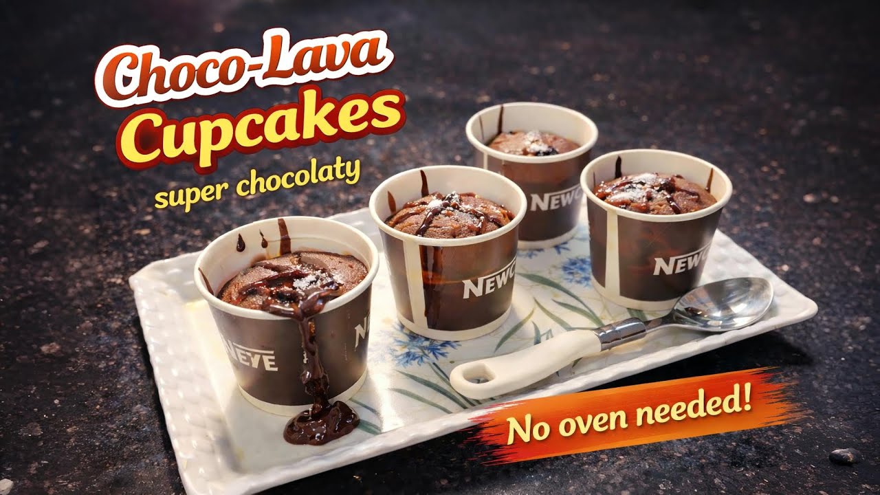 Choco-Lava Cupcakes | Super Chocolaty & No Oven Needed! | Easy Biscuit Cupcakes
