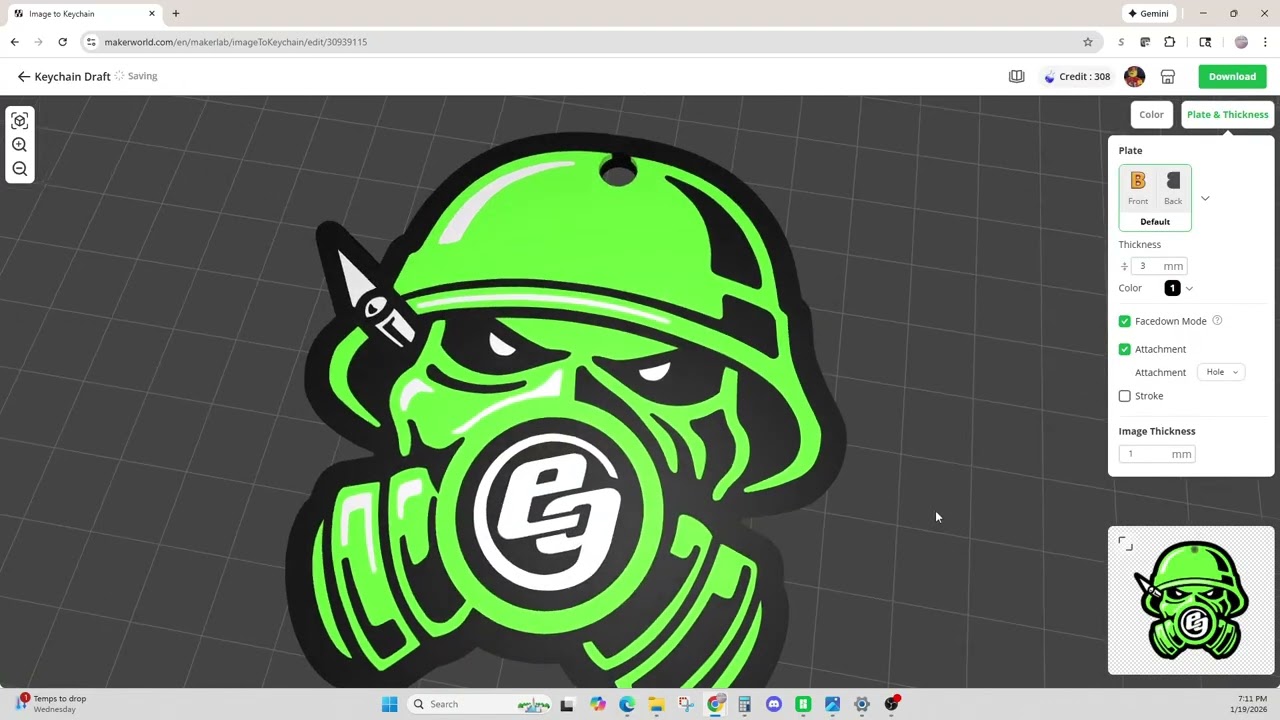 How to make a keychain in Makerworld Image to Keychain and add text in slicer