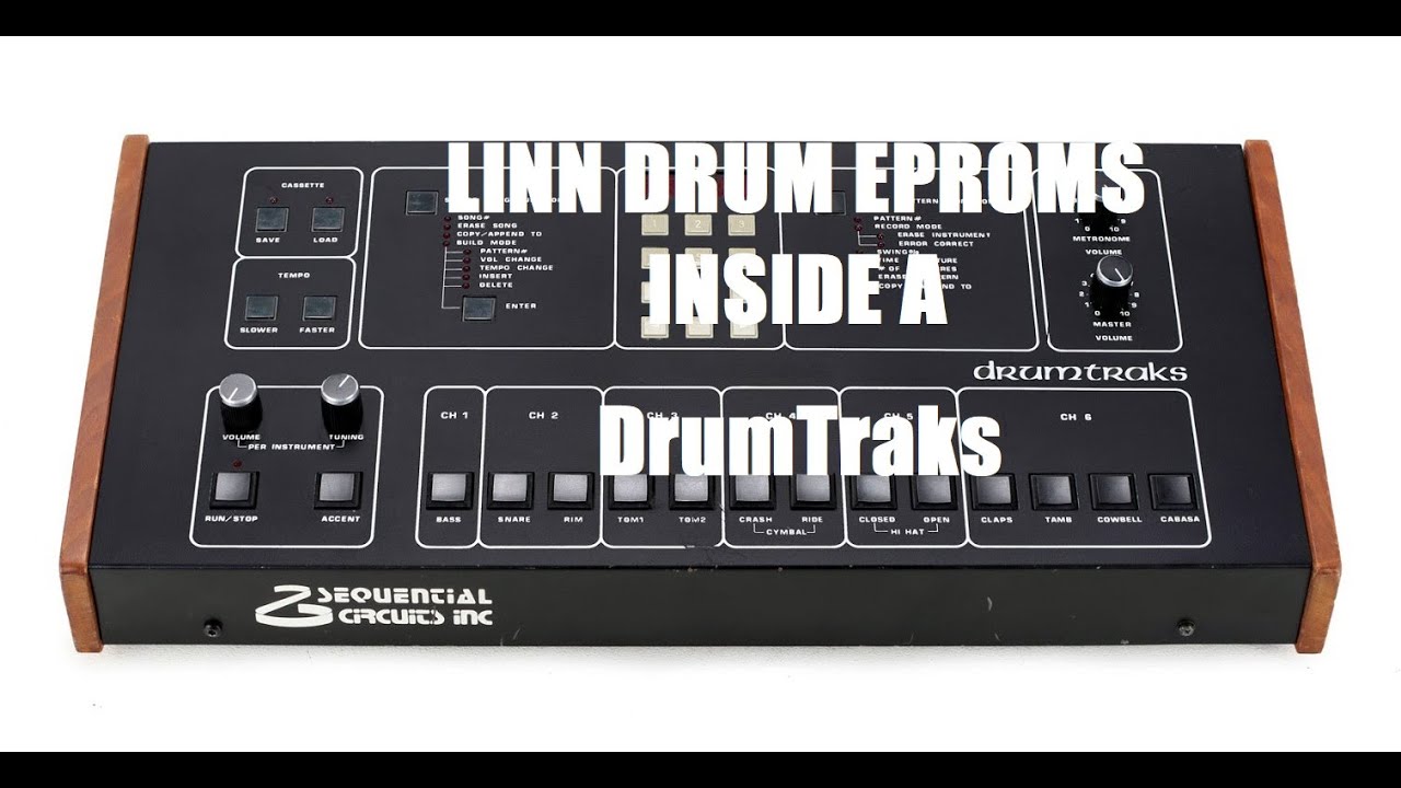 LinnDrum (aka LM-2) eproms inside a Sequential Circuits DrumTraks