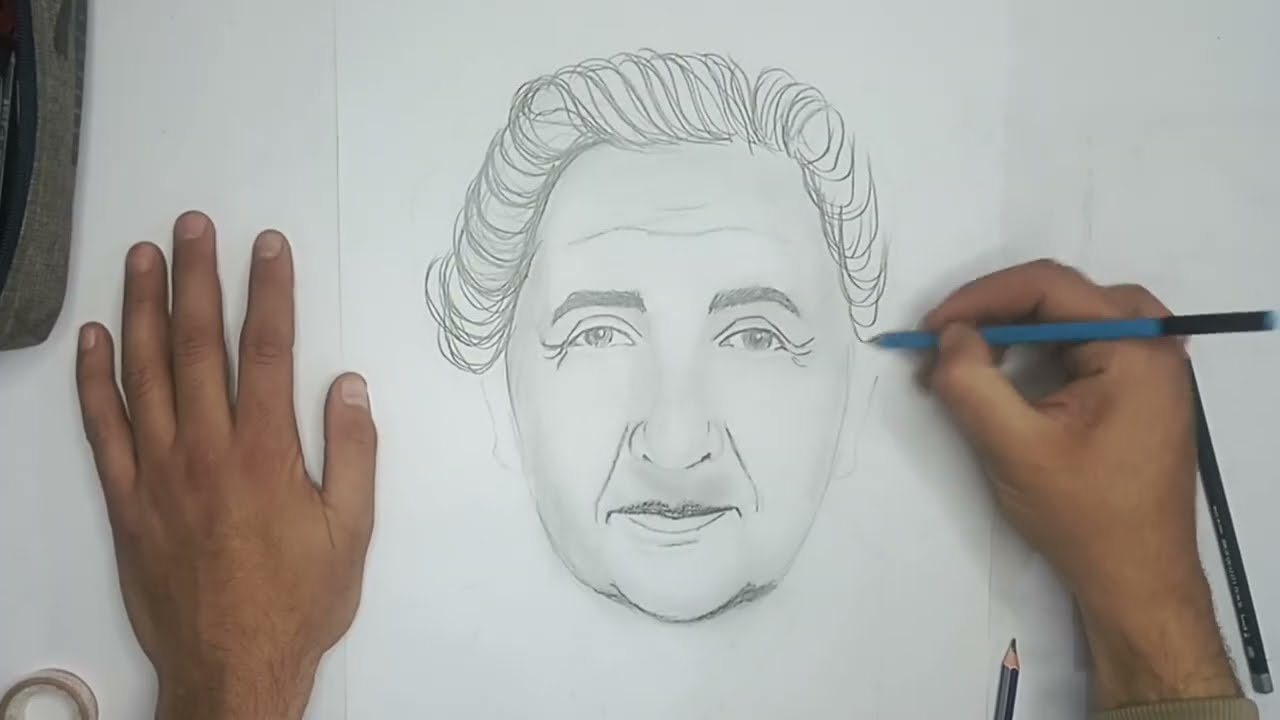 رسم صورة أجاثا كريستي || تعلم الرسم || رسم بالرصاص رقم 7