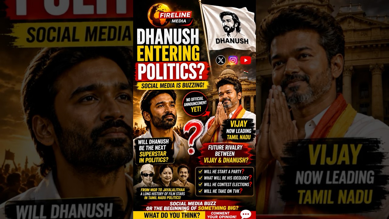 #Dhanush Political Entry? Viral #Flag Creates Huge Buzz in Tamil Nadu  #tvk #vijay #dhanush #kodi