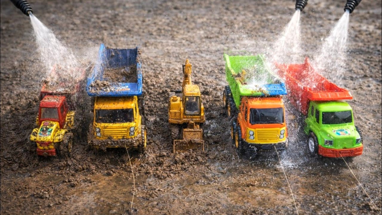 Tata Ace Gold, Ashok Leyland, Tata Dumper, JCB & Tractor | Extreme Mud Cleaning l RJ Toys World 