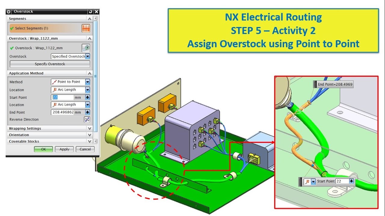 NX Electrical Routing   STEP 5 Activity 2   Assign Overstock using Point to Point