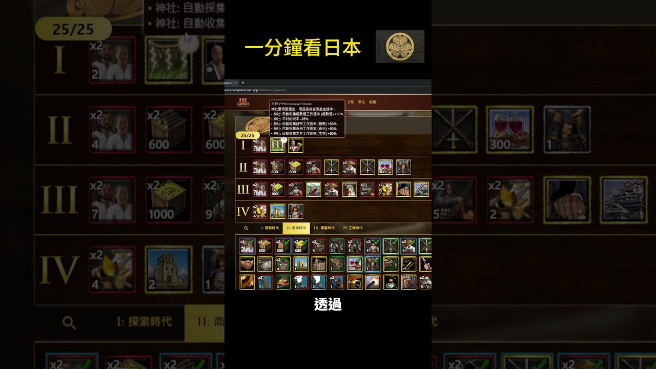 Age of Empires III 世紀帝國3 決定版 一分鐘看日本 #不推薦新手 #吃素請帶兩果車