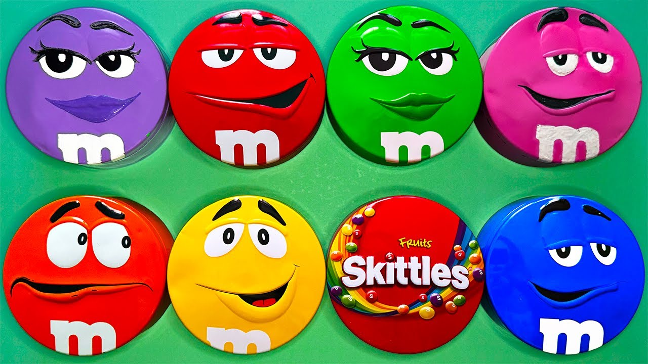 Satisfying Video | Lovely Unpacking Brilliant Tins with Colorful Skittles and Yummy M&M'S Candy ASMR