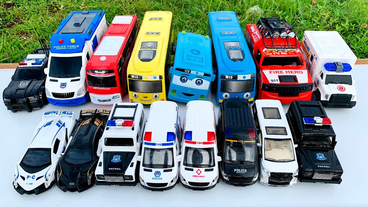 Mobil Mobilan Meluncur Truk oleng, Mobil Ambulan, Mobil Balap, Truk Molen, Truk Sampah, Tayo #9508