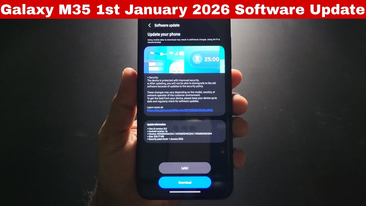 Samsung Galaxy M35 1st January 2026 Security Patch Update | Galaxy M35 January 2026 Software Update
