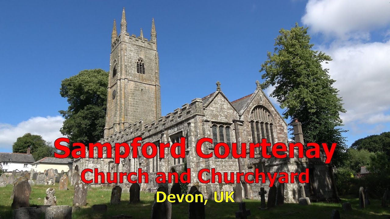 Sampford Courtenay Church and Churchyard, Devon, UK. Viewing the memorials inside and out.