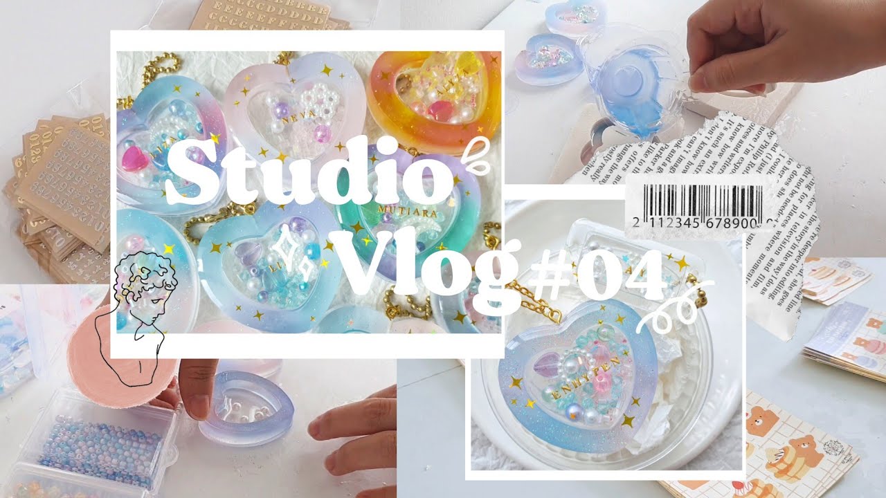 .｡*ﾟStudio Vlog #04 : Making Resin Keychain, Packing Orders, Cutting Stickers (Click CC for Eng Sub)