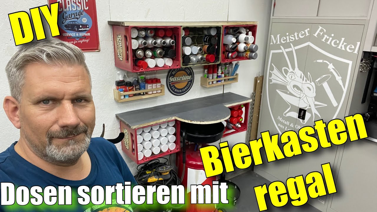 DIY Dosen sortieren mit Bierkasten regal