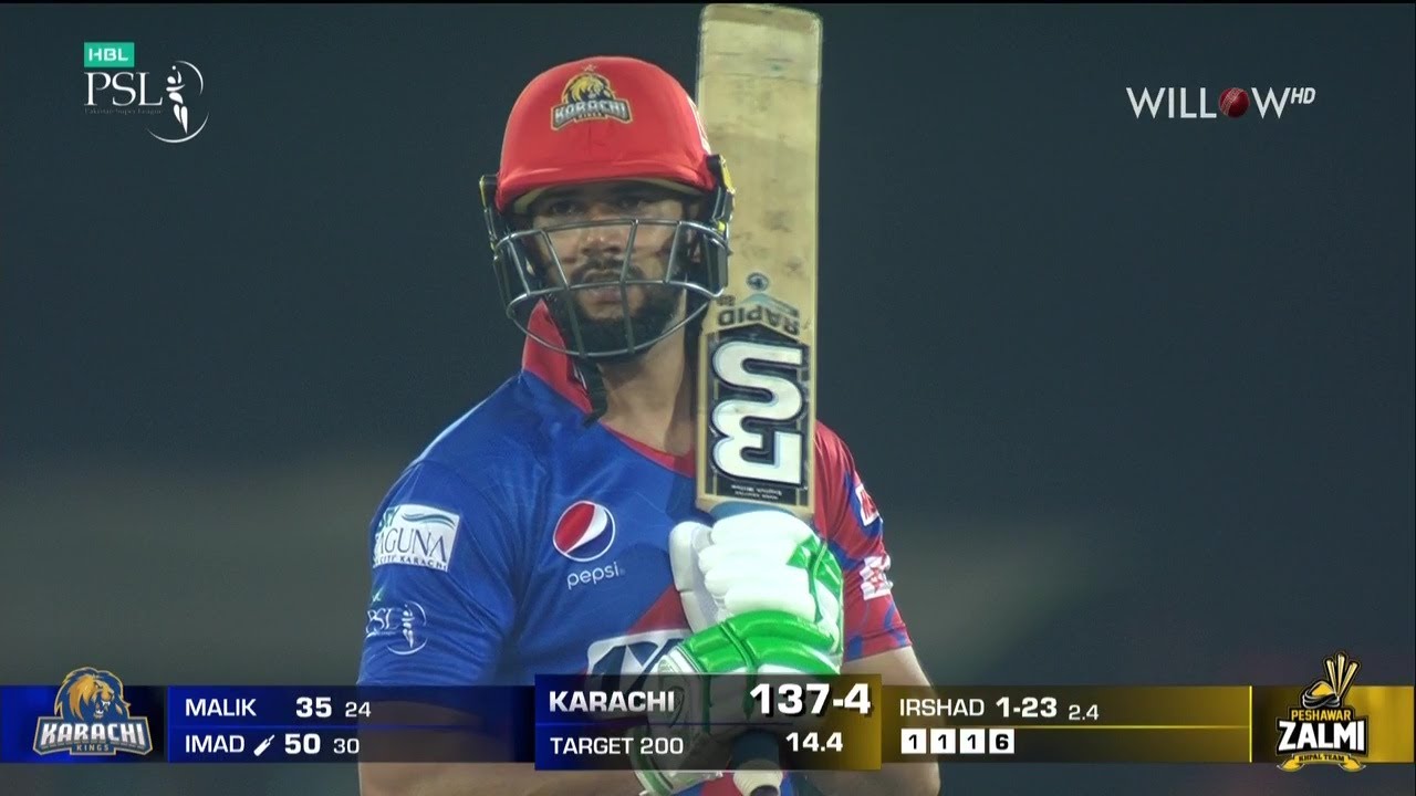 Imad Wasim 80 runs vs Peshawar Zalmi| 2nd Match - Karachi Kings vs Peshawar Zalmi