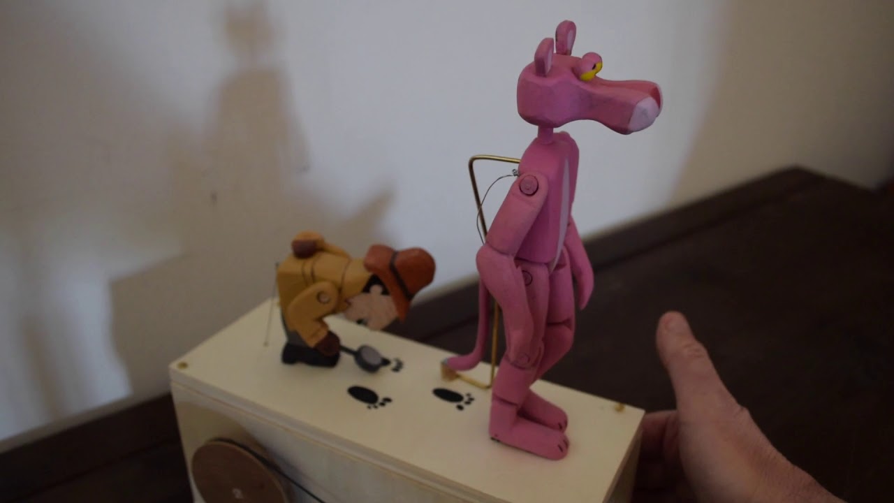 pink panther wooden automata