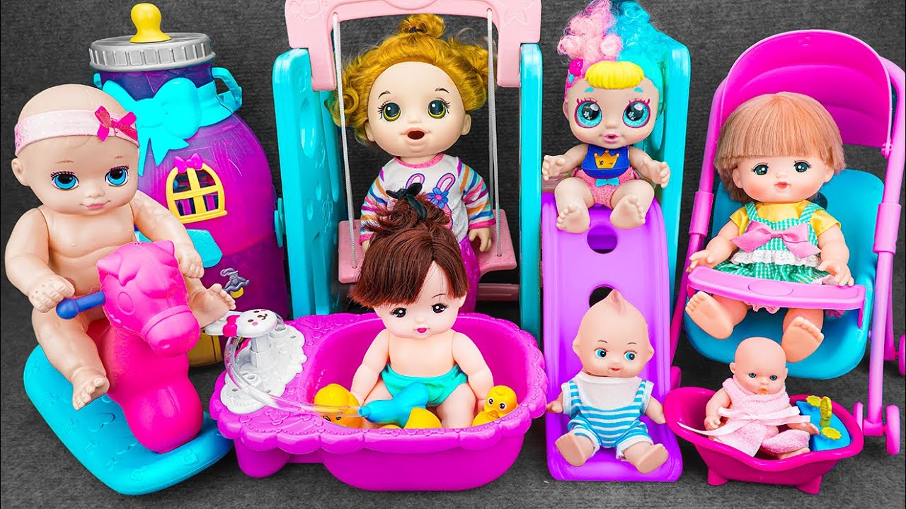 154 Minutes Satisfying with Unboxing Doll Pink Rock Bed Toys,Swing &Slide Toys Review Toys | ASMR