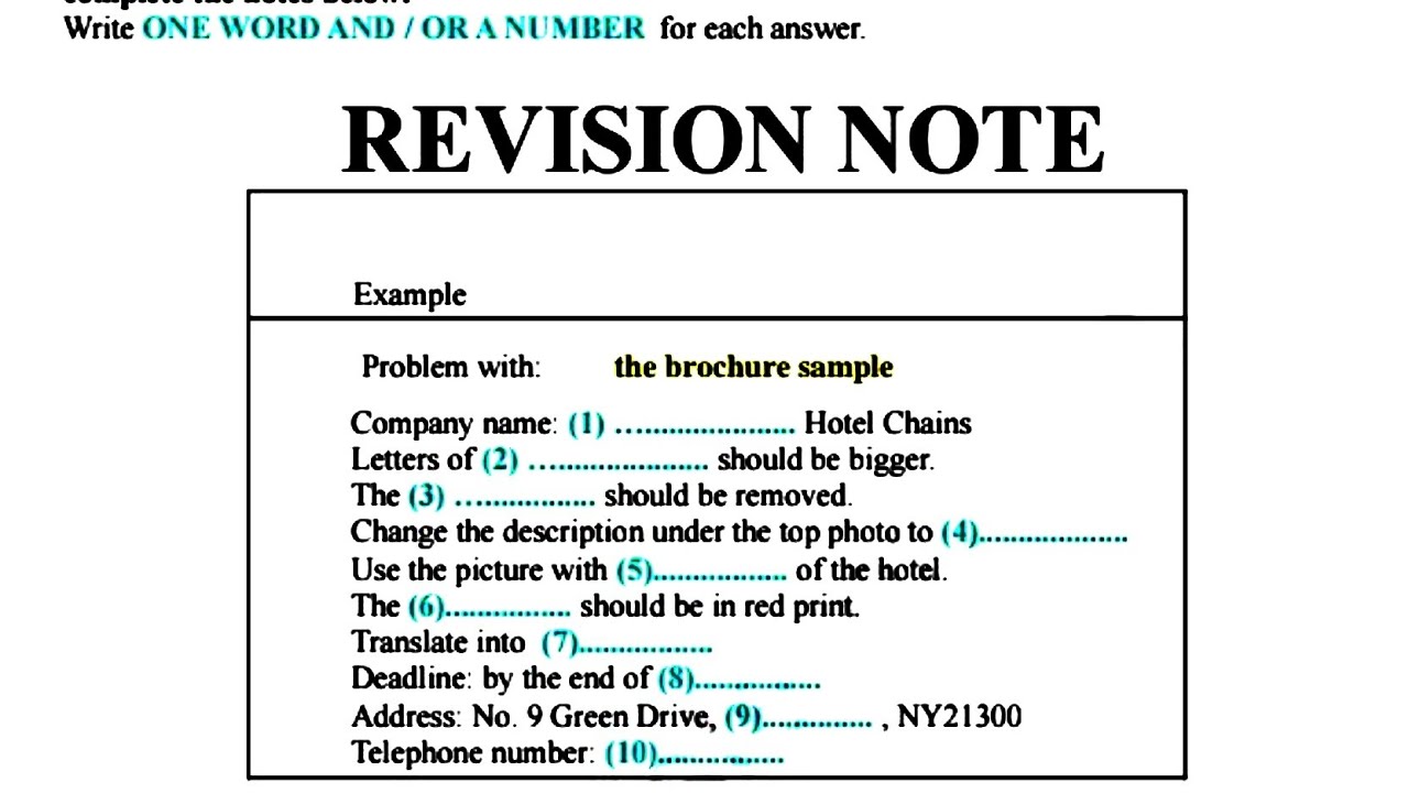 Revision note listening practice test with answers | ielts final exam 