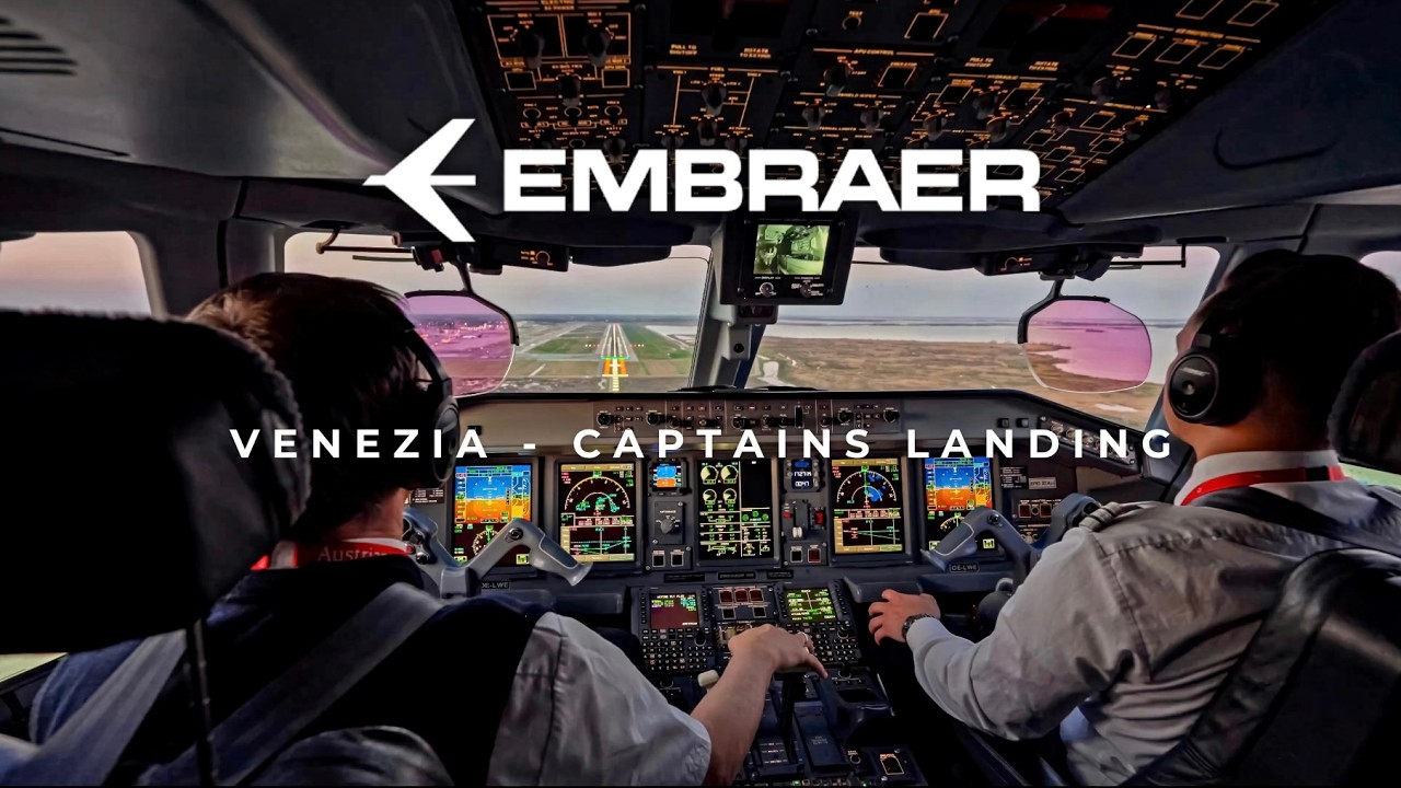 VENEZIA | EMBRAER 195 COCKPIT VIEW - CAPTAINS LANDING