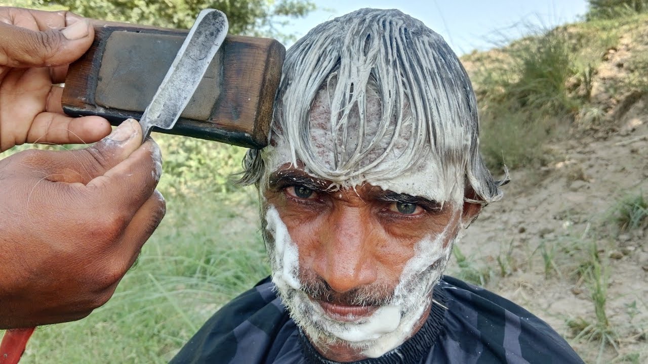 Full Face & Head Shave with Straight Razor | Vintage Barber ASMR Experience
