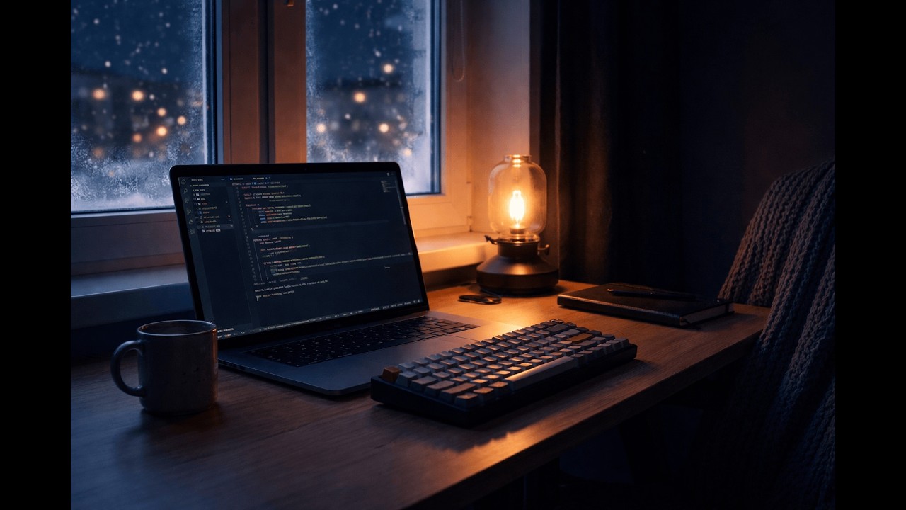 Dark Mode Programming Session 🌙 Winter Night Deep Work (No Music, Soft Ambient)